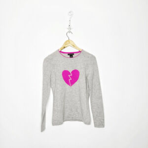 LAUREN HANSEN 100% Cashmere 2 Ply Sweater Broken Heart Crewneck womens small S